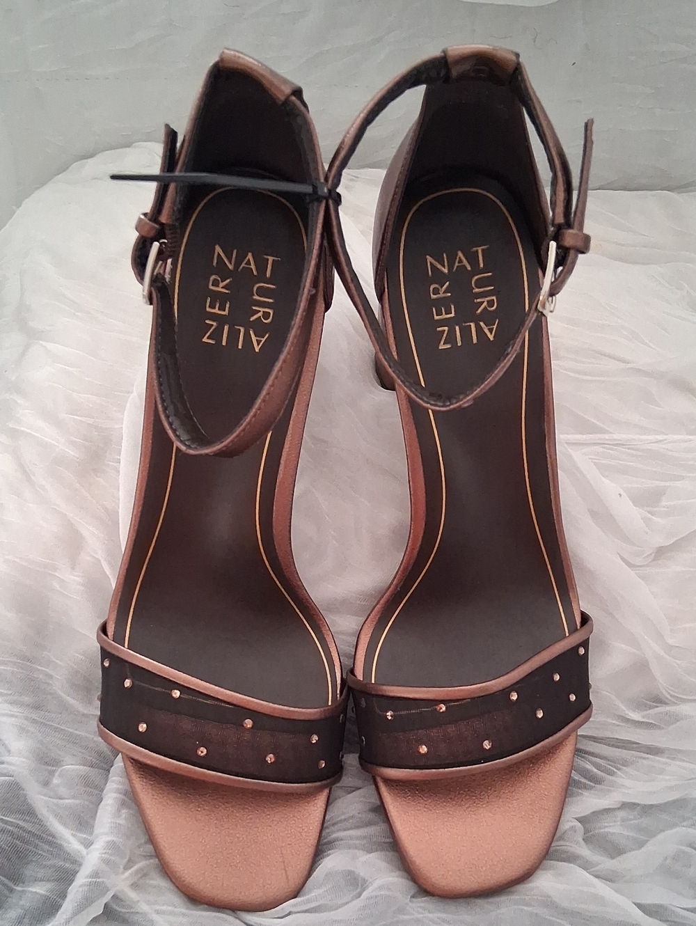 Naturalizer Copper-Brown Studded Ankle-Strap Heels